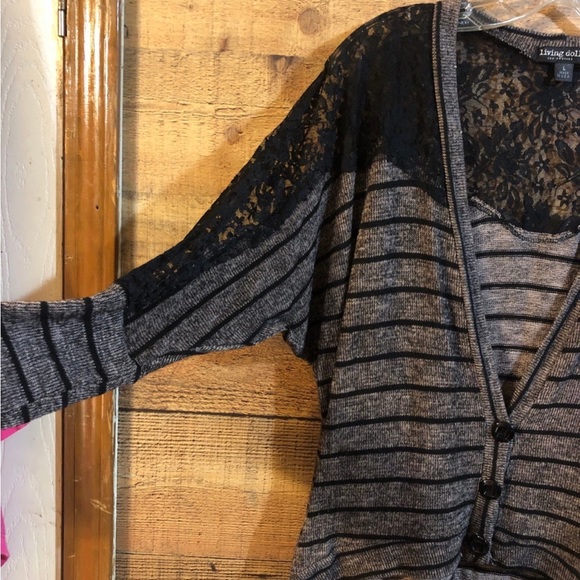 Living Doll lace striped cardigan - Picture 2 of 5